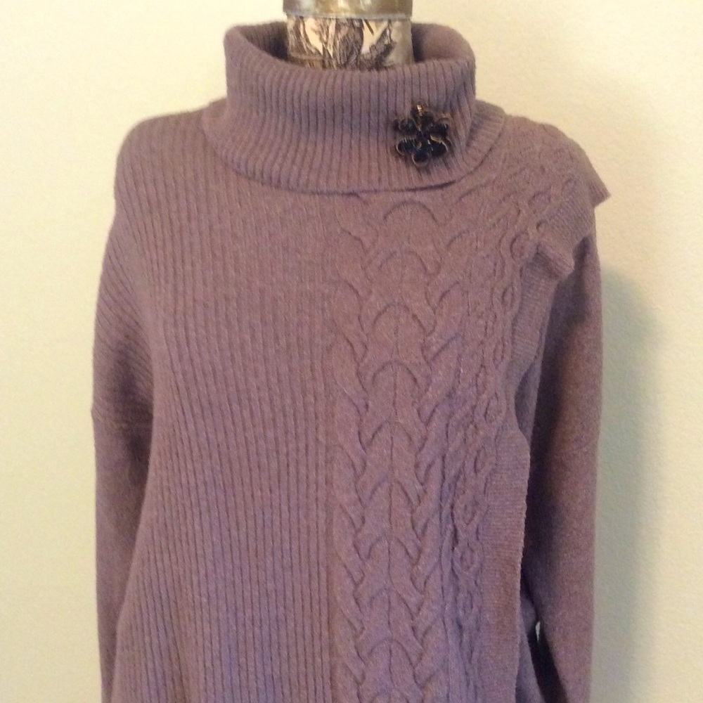 VERA Wang Beige Brown Knit Blend CABLE Sweater XL